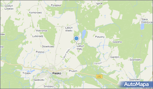 mapa Łabuń Mały, Łabuń Mały na mapie Targeo